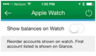 show balances on watch toggle screenshot of show balances on watch toggle