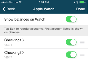 show balances on watch Show balances on watch menu screenshot